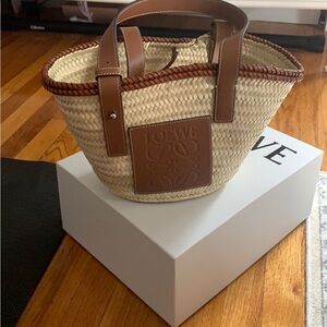 🌿 LOEWE Small Basket Bag – Palm Leaf & Tan Calfskin